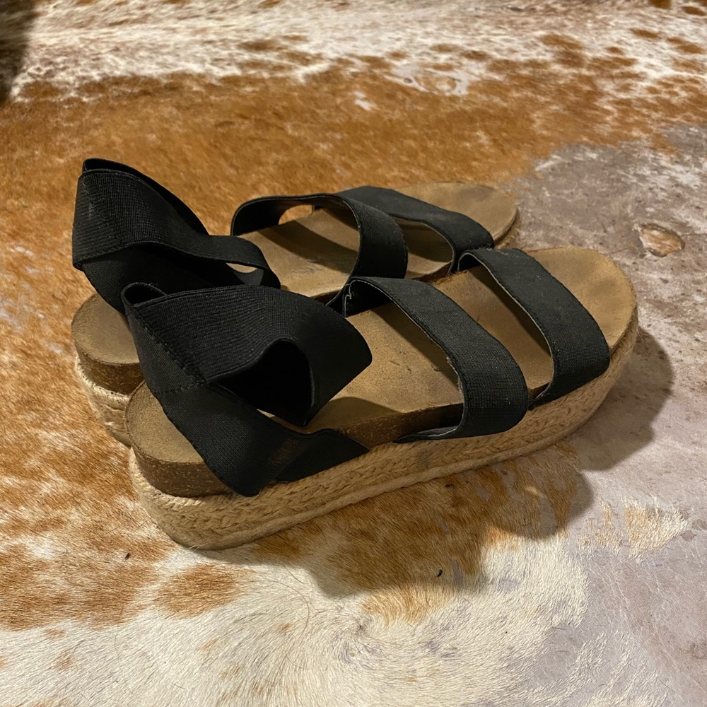 Time and Tru Black Espadrille Sandals